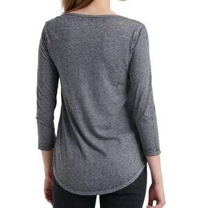 Serene Blue Charcoal V - neck Chest Pocket Top  / T-Shirt Sz L